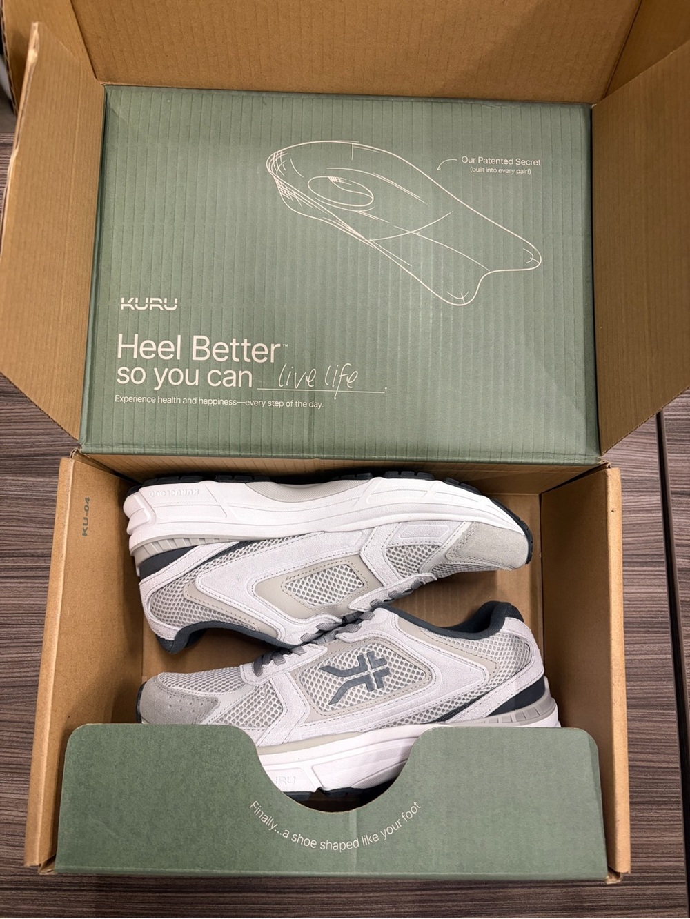 KURU White Gray Supportive Walking Shoes